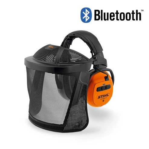 STIHL DYNAMIC Bluetooth Schutzvisier – Gesichtsschutz mit integriertem Gehörschutz und Bluetooth-Audio
