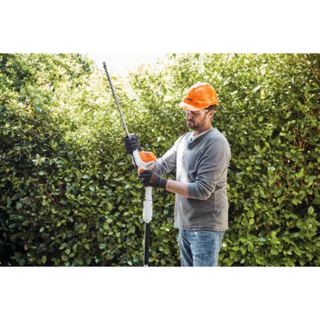 Akku-Heckenschere STIHL HLA 56 Pack auf Teleskopstab beim Heckenschnitt