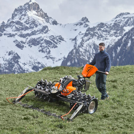 Werkzeugträger motorsense 17ps IBEX-G1 TERRATEC kompakt und robust für Gartenbau, Landwirtschaft und Handwerk, Frontansicht