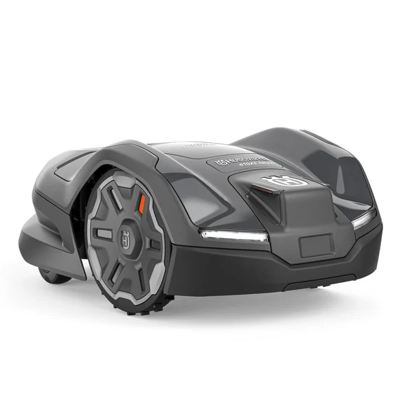 Husqvarna Automower EdgeCut 410XE NERA Mähroboter mit LED-Scheinwerfern für Rasenflächen bis 1000 m² und präzisem Kantenschnitt.