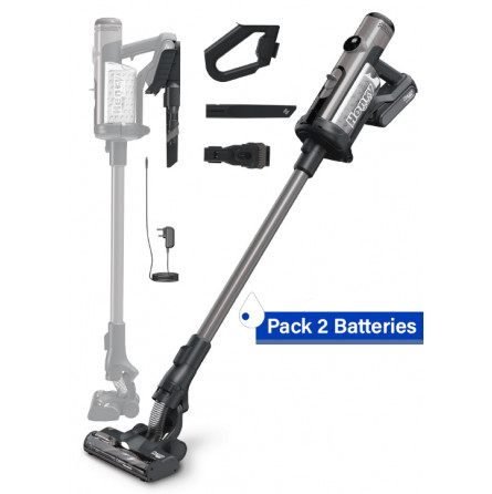 Numatic Henry Quick kabelloser Staubsauger grau mit 2 Akkus und Zubehör für lange Laufzeit und flexible Reinigung von Böden, Teppichen und Polstern