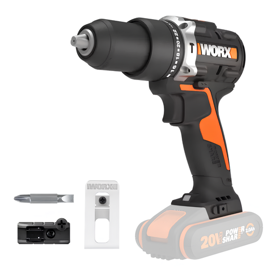 Worx Nitro WX352.9 akku-schlagbohrschrauber 20V, ergonomisches Design, leistungsstarker Akku für präzises Bohren und Schrauben, vielseitiges Heimwerker-Werkzeug